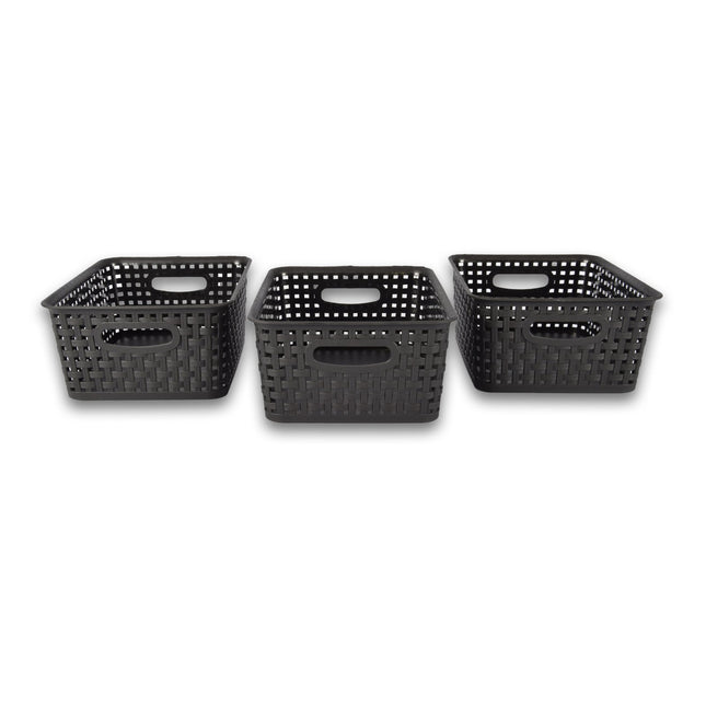 3x Opbergmand | Opbergbakje |5 liter | Zwarte opberger 25.x20x10. cm Rattan
