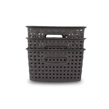 3x Opbergmand | Opbergbakje |5 liter | Zwarte opberger 25.x20x10. cm Rattan