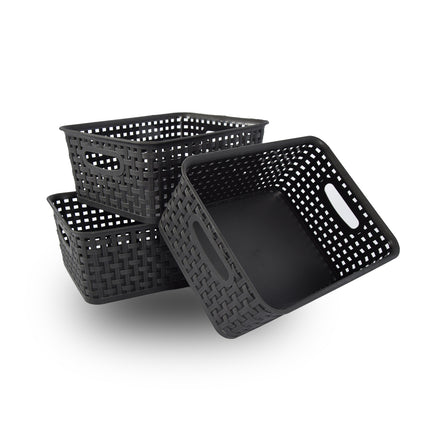 3x Opbergmand | Opbergbakje |5 liter | Zwarte opberger 25.x20x10. cm Rattan