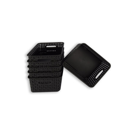 Set van 6 | Rattan Mandje | opbergbox | Zwart | Kunstsof | Mandje | 5 liter | Opbergmandje | Opbergmand | 25cm*20cm*11cm