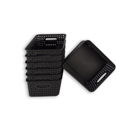 Set van 7 | Rattan Mandje | opbergbox | Zwart | Kunstsof | Mandje | 5 liter | Opbergmandje | Opbergmand | 25cm*20cm*11cm