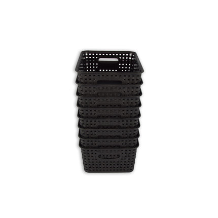 Set van 8 | Rattan Mandje | opbergbox | Zwart | Kunstsof | Mandje | 5 liter | Opbergmandje | Opbergmand | 25cm*20cm*11cm