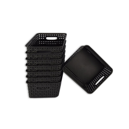 Set van 8 | Rattan Mandje | opbergbox | Zwart | Kunstsof | Mandje | 5 liter | Opbergmandje | Opbergmand | 25cm*20cm*11cm