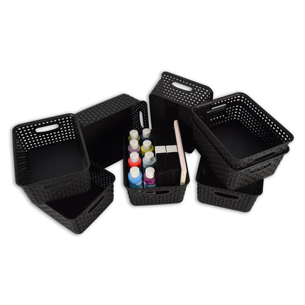 Set van 8 | Rattan Mandje | opbergbox | Zwart | Kunstsof | Mandje | 5 liter | Opbergmandje | Opbergmand | 25cm*20cm*11cm