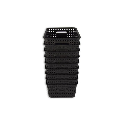 Set van 9 | Rattan Mandje | opbergbox | Zwart | Kunstsof | Mandje | 5 liter | Opbergmandje | Opbergmand | 25cm*20cm*11cm
