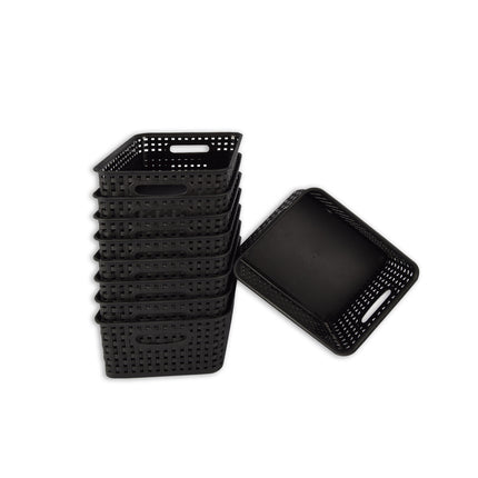 Set van 9 | Rattan Mandje | opbergbox | Zwart | Kunstsof | Mandje | 5 liter | Opbergmandje | Opbergmand | 25cm*20cm*11cm