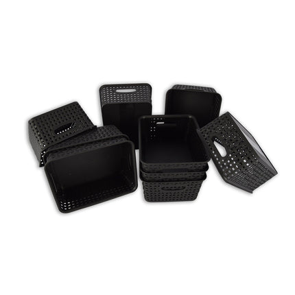 Set van 9 | Rattan Mandje | opbergbox | Zwart | Kunstsof | Mandje | 5 liter | Opbergmandje | Opbergmand | 25cm*20cm*11cm