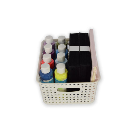 10x | Rattan Mandje | opbergbox | Wit | Kunstsof | Mandje | 5 liter | Opbergmandje | Opbergmand | 25.5cm*19.5cm*10.5cm