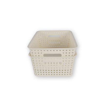 2x | Rattan Mandje | opbergbox | Wit | Kunstsof | Mandje | 5 liter | Opbergmandje | Opbergmand | 25.5cm*19.5cm*10.5cm