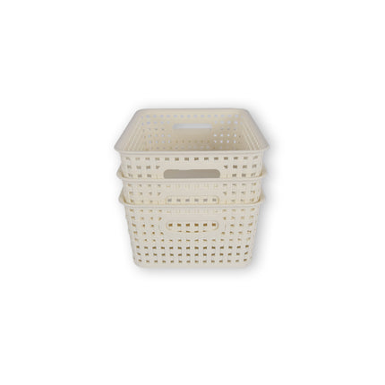 3x | Rattan Mandje | opbergbox | Wit | Kunstsof | Mandje | 5 liter | Opbergmandje | Opbergmand | 25.5cm*19.5cm*10.5cm
