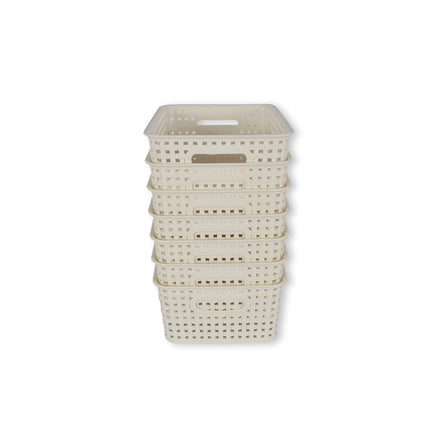 7x | Rattan Mandje | opbergbox | Wit | Kunstsof | Mandje | 5 liter | Opbergmandje | Opbergmand | 25.5cm*19.5cm*10.5cm