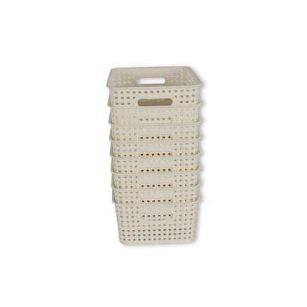 8x | Rattan Mandje | opbergbox | Wit | Kunstsof | Mandje | 5 liter | Opbergmandje | Opbergmand | 25.5cm*19.5cm*10.5cm