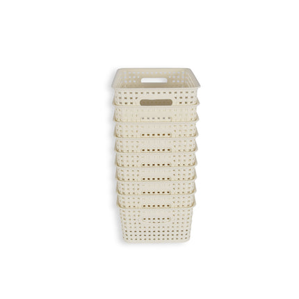9x | Rattan Mandje | opbergbox | Wit | Kunstsof | Mandje | 5 liter | Opbergmandje | Opbergmand | 25.5cm*19.5cm*10.5cm