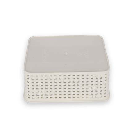 Rattan Mandje | opbergbox | Wit | Kunstsof | Mandje | 5 liter | Opbergmandje | Opbergmand | 25.5cm*19.5cm*10.5cm