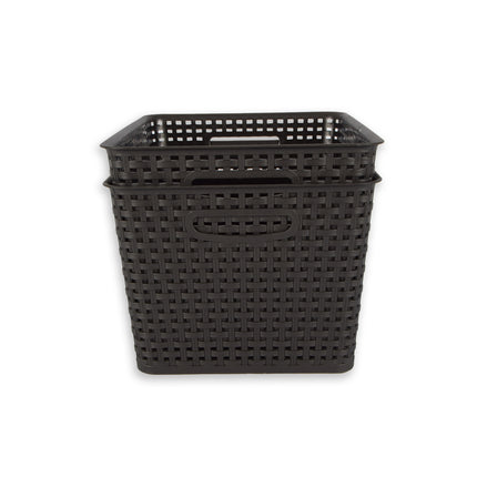 2x | Rattan Mandje | opbergbox | Zwart | Kunstsof | Mandje | 17 liter | Opbergmandje | Opbergmand | 36cm*22cm*29.5cm