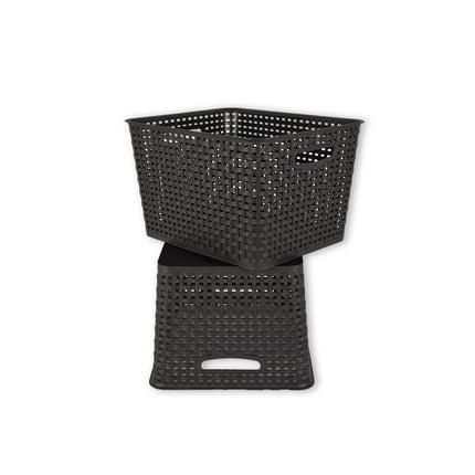 2x | Rattan Mandje | opbergbox | Zwart | Kunstsof | Mandje | 17 liter | Opbergmandje | Opbergmand | 36cm*22cm*29.5cm