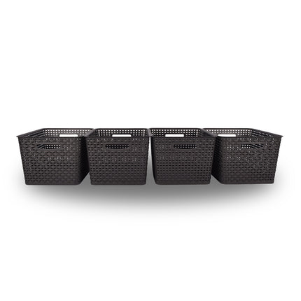 Organiseer je Huis in Stijl met 4x Zwarte Stapelbare Opbergboxen en Manden - Ruimtebesparend - 17L - 29x22x35 cm