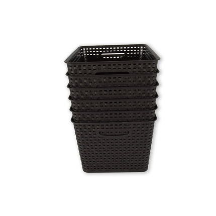 6x | Rattan Mandje | opbergbox | Zwart | Kunstsof | Mandje | 17 liter | Opbergmandje | Opbergmand | 36cm*22cm*29.5cm