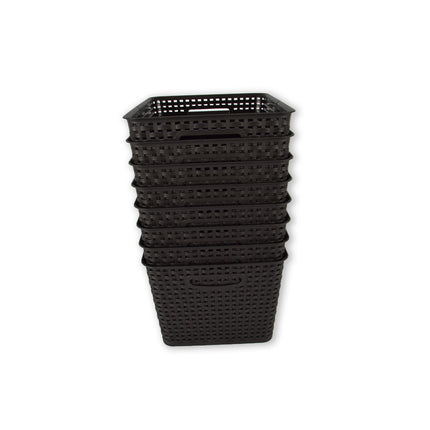 8x | Rattan Mandje | opbergbox | Zwart | Kunstsof | Mandje | 17 liter | Opbergmandje | Opbergmand | 36cm*22cm*29.5cm