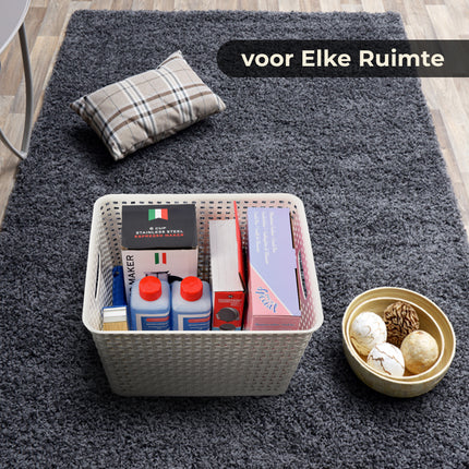 Witte Opbergbak 36cm x 29.5cm x22cm | 17L | Kunststof Opbergmand Zonder Deksel | Eenvoudige Opslag Betrouwbaar Gebruik | Ideaal voor Keuken, Badkamer, Speelgoed en Meer! 