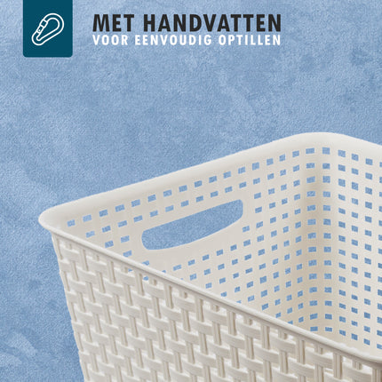 Witte Opbergbak 36cm x 29.5cm x22cm | 17L | Kunststof Opbergmand Zonder Deksel | Eenvoudige Opslag Betrouwbaar Gebruik | Ideaal voor Keuken, Badkamer, Speelgoed en Meer! 