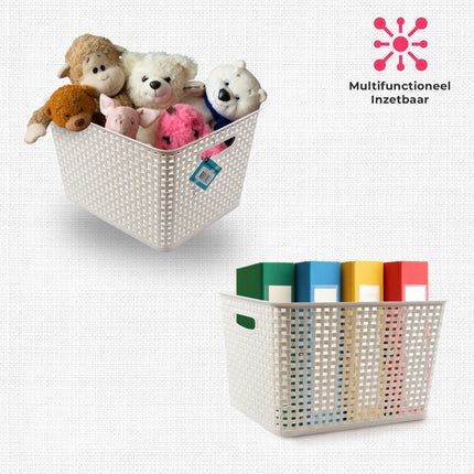 Witte Opbergbak 36cm x 29.5cm x22cm | 17L | Kunststof Opbergmand Zonder Deksel | Eenvoudige Opslag Betrouwbaar Gebruik | Ideaal voor Keuken, Badkamer, Speelgoed en Meer! 