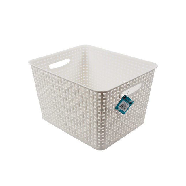 Witte Opbergbak 36cm x 29.5cm x22cm | 17L | Kunststof Opbergmand Zonder Deksel | Eenvoudige Opslag Betrouwbaar Gebruik | Ideaal voor Keuken, Badkamer, Speelgoed en Meer! 