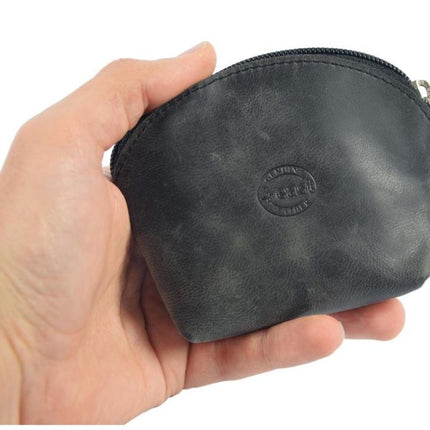 Trendy Portemonnee Dames Van Leer - Zwarte Ritsportemonnee - 11X9.5X3 Cm - 7 Pasjesvakken 