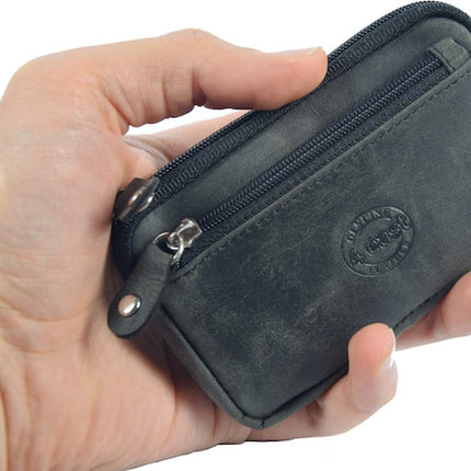 Auto sleutel portemonnee leer – RFID sleuteletui heren & dames – compacte sleutel organizer en kleine portemonnee met rits