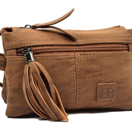 Tas - tasssen - bags - Bag- Bicky Bernard- Harmonica 3-Vaks tasje - schoudertasje - crossbody tasje - Camel