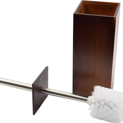 Toiletborstel hout 8mm dik - toiletborstels- WC Bamboe Donker kleur - Toiletborstelhouder met WC-Borstelhouder - Houten Borstelhouder - donkerbruin
