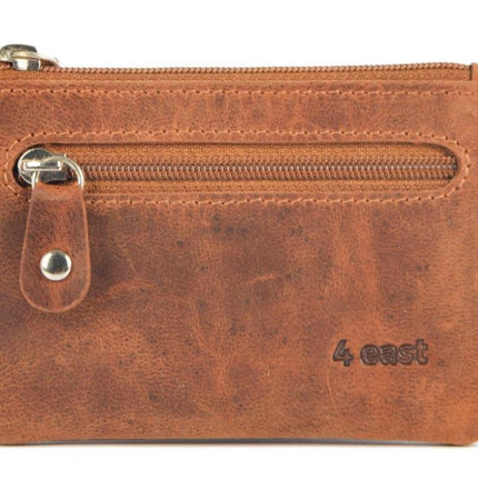 Sleuteletui portemonnee - portemonnee etui - ring portemonnee - pasjeshouder met rits - rits portemonnee - 2 ritsen portemonnee - buffelleer portemonnee -