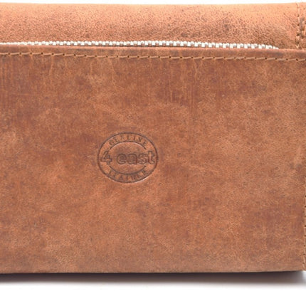 Portemonnee - portemonnee dames - portemonnee heren - portemonnee pasjes- Volledig leer- 4E-458 - RFID Protected Anti skim - 4East - Cognac - Camel - Portemonnee dames camel - Portemonnee Klein