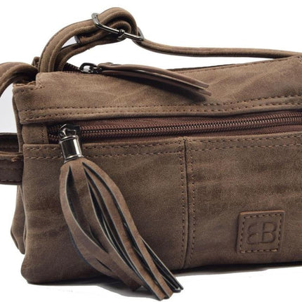 Tas - tasssen - bags - Bag- Bicky Bernard- Harmonica 3-Vaks tasje - schoudertasje - crossbody tasje - Donkerbruin