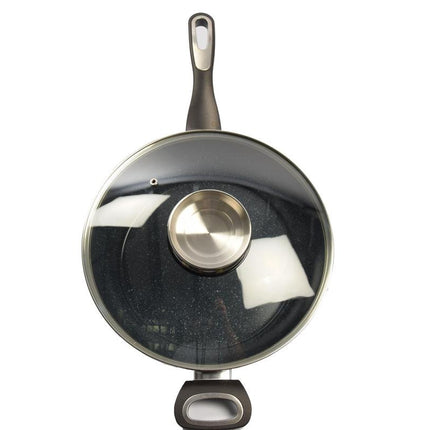Keukenpan - Ø 28 cm - Luxe keukenpan van 28cm Anti-aanbaklaag - handvat zwart - Pan met Deksel