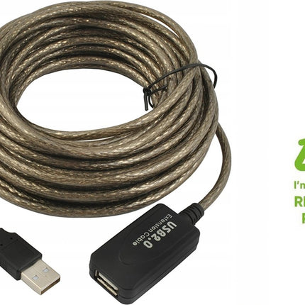 Discountershop® USB verlengkabel - USB2.0 - 10 meter snelheden tot 480 Mbit/s actieve USB2.0 poort die minimaal 500 mA