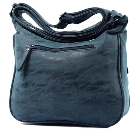 Dames Handtas Met Schoudertas Ritsvakjes - Donkerblauw Imitatieleer - 24X30X10 Cm - 547 g 