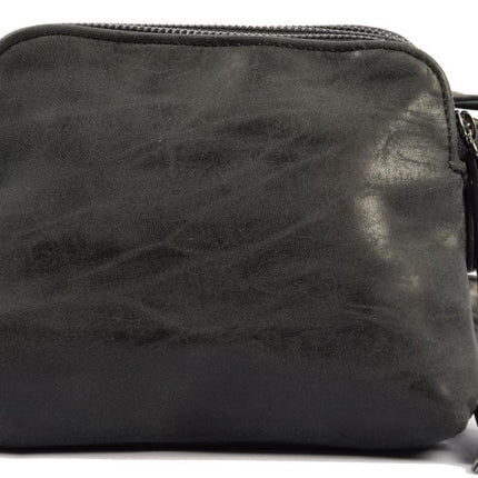 Bicky Bernard Schoudertas Zwart met 3 ritsen - tas - tassen - schoudertas dames - handtas - zwart schoudertas - schoudertas meiden - 