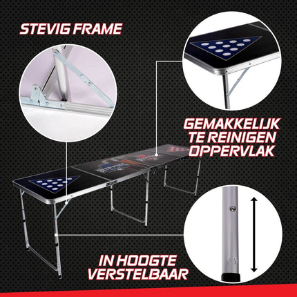 Lifetime Games Beerpong-Tafel - Opgezet 240 x 60 x 70 cm - Opvouwbaar tot 60 x 60 x 15 cm - met Handvat