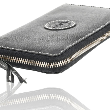 Zwarte Dames Portemonnee Met Rits | Leren Portemonnee met RFID - 12 Pasjeshouders, Briefgeld & Muntvak | 20x10x2.5cm | | Beste Portemonnee als Cadeautjes 