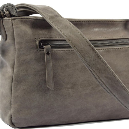 Bicky Bernard Dames schoudertas - Omhang Schoudertas Ritsvakjes Trendy Tas - Grijs