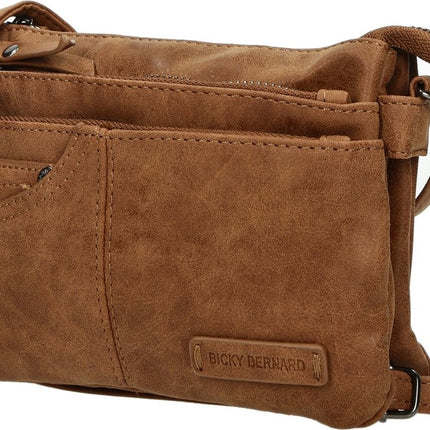 Bicky bernard schoudertas 2 Vaks tasje - telefoontas Camel- BB66661