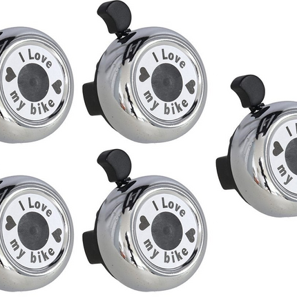 Fietsbel 30 mm Zilver – "I Love My Bike" – Aluminium Fietsbel Racefiets & Stadsfiets – Helder Geluid – Universele Fietsaccessoire voor Kinderen & Volwassenen