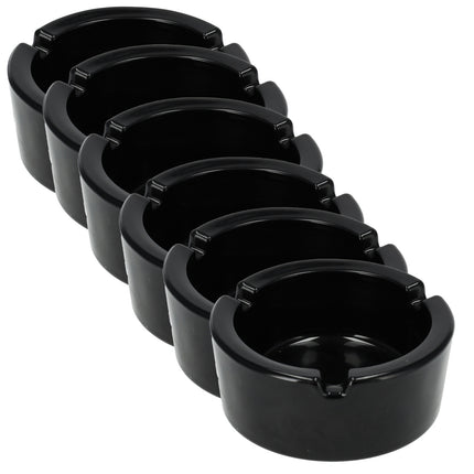 Asbak van Glas - Dia 8.5cm - Zwart | Set van 6 | Ronde Asbak voor Binnen & Buiten | Sigaretten Asbak voor Rokers