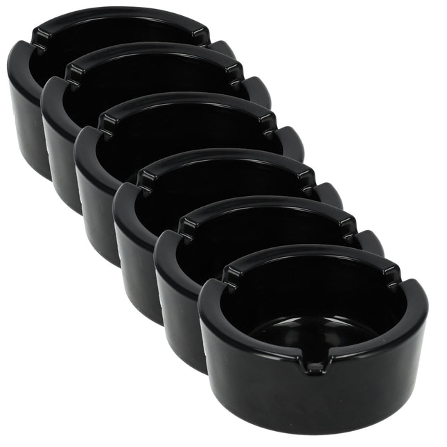 Asbak van Glas - Dia 8.5cm - Zwart | Set van 6 | Ronde Asbak voor Binnen & Buiten | Sigaretten Asbak voor Rokers