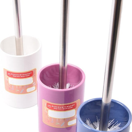 Toiletborstel met houder keramiek Toiletborstel 37 cm - keramiek - RVS Paars 2-delig