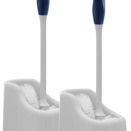 3 X Toiletborstel en houder, toiletpotreinigingssysteem met schrobstok, lipborstel onder de rand en opbergdoos voor badkamer