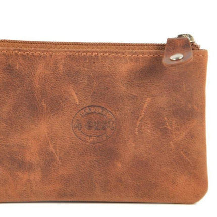 Sleuteletui portemonnee - portemonnee etui - ring portemonnee - pasjeshouder met rits - rits portemonnee - 2 ritsen portemonnee - buffelleer portemonnee -