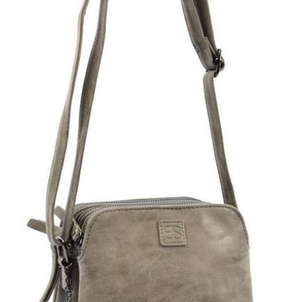 Bicky Bernard Schoudertas Grijs met 3 ritsen - tas - tassen - schoudertas dames - handtas - grijs schoudertas - schoudertas meiden - 