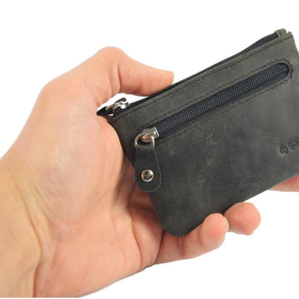 Sleuteletui portemonnee - portemonnee etui - ring portemonnee - pasjeshouder met rits - rits portemonnee - 2 ritsen portemonnee - buffelleer portemonnee